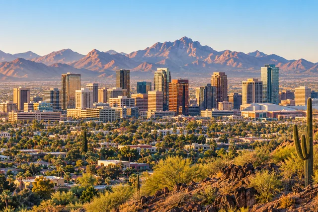 The Phoenix skyline and surrounding desert mountains